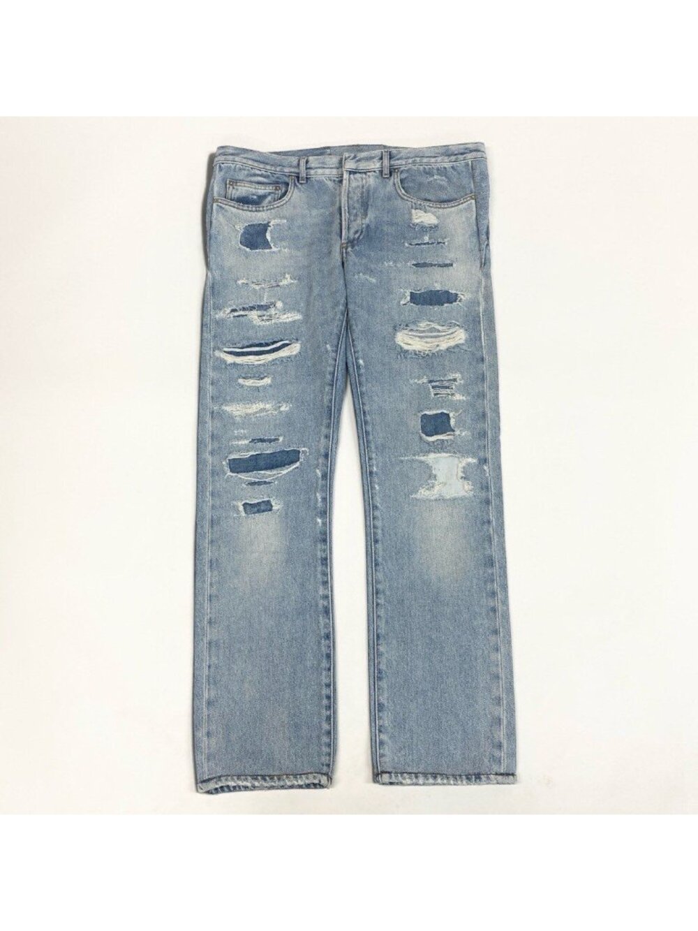 Dior Kris Van Assche Era Repair Denim Pants Light Blue Cotton 32
